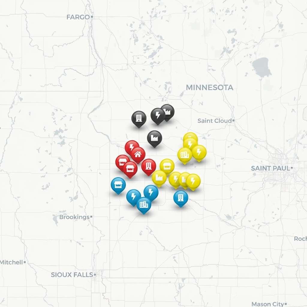 Map showing Bright Haven Electric's service coverage across Central Minnesota, including Willmar, Marshall, and Morris.