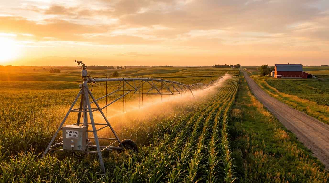 Center Pivot Irrigation installed by Bright Haven Electric in Minnesota.